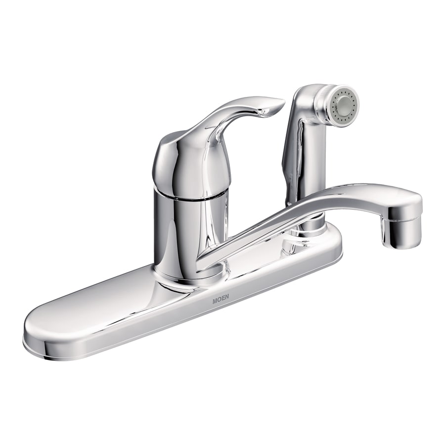 Moen Adler Chrome 1 Handle Deck Mount Low Arc Kitchen Faucet At