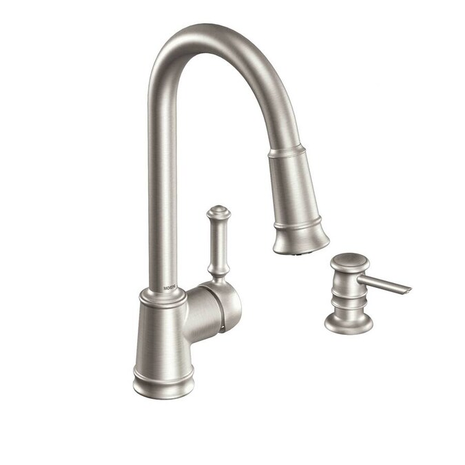 Moen Lindley Spot Resist Stainless 1 Handle Pull Down Kitchen Faucet In The Kitchen Faucets Department At Lowes Com