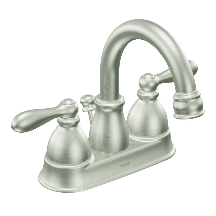 Moen Caldwell Spot Resist Brushed Nickel 2 Handle 4 In Centerset Watersense Bathroom Sink Faucet Drain Included In The Bathroom Sink Faucets Department At Lowescom