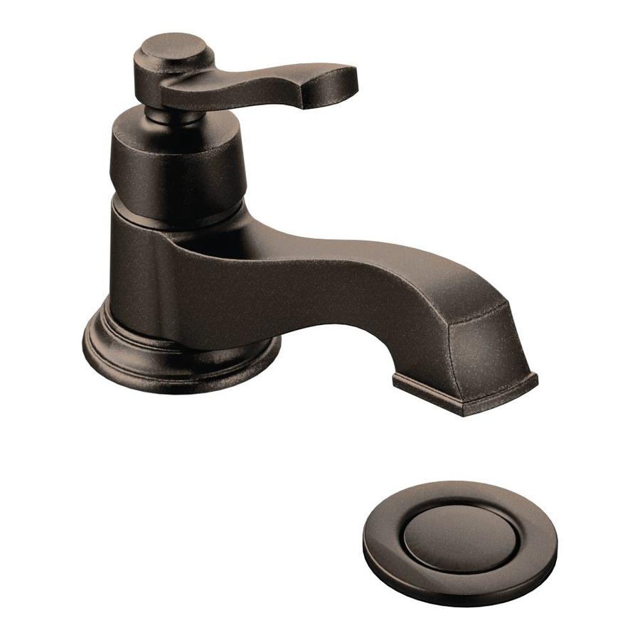 moen bronze rubbed faucet oil bathroom rothbury handle single arc low drain hole watersense centerset sink faucets included lavatory lowes