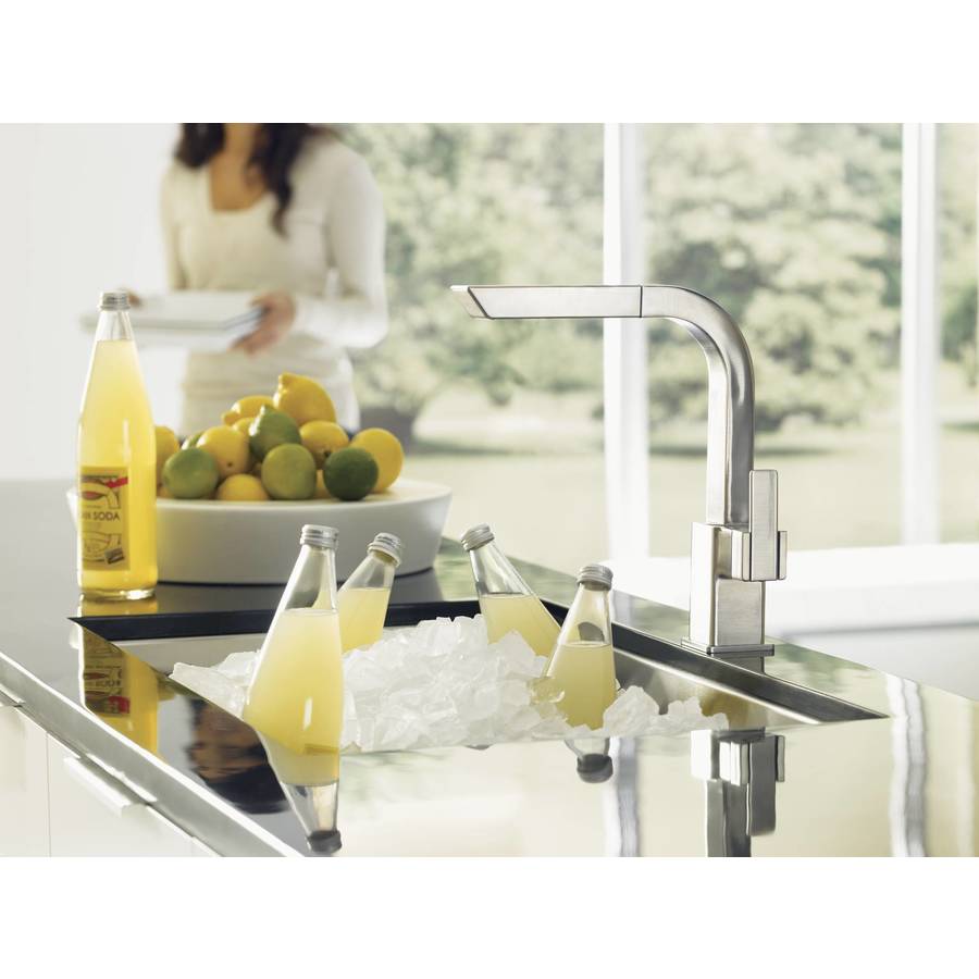 Moen 90 Degree Chrome 1-Handle Deck-Mount Pull-Out Handle Kitchen ...