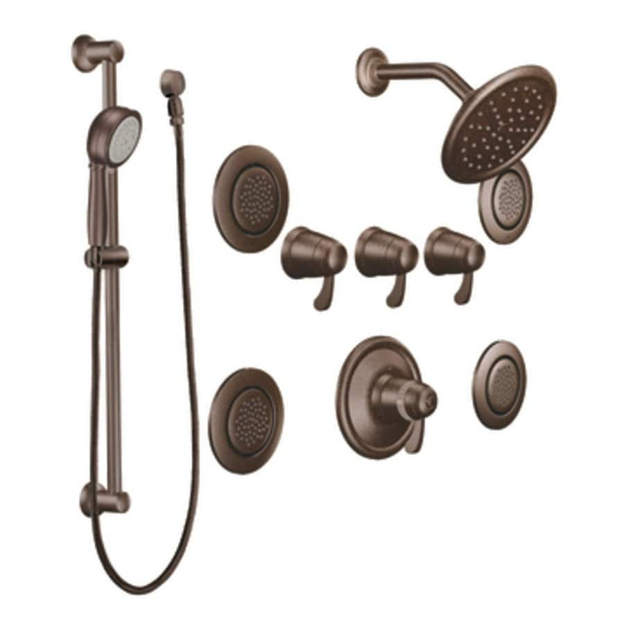 Moen Exacttemp Oil Rubbed Bronze 3 Handle Vertical Shower System Trim Kit With Rain Showerhead 