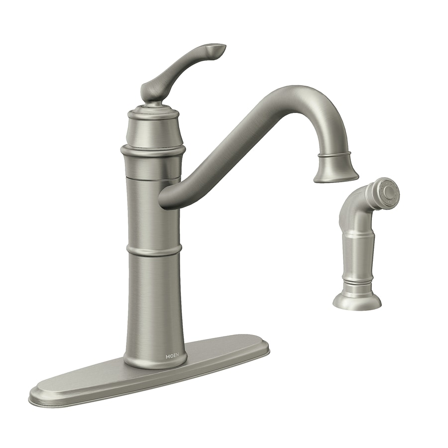 Moen Wetherly Spot Resist Stainless 1-Handle Deck Mount ...