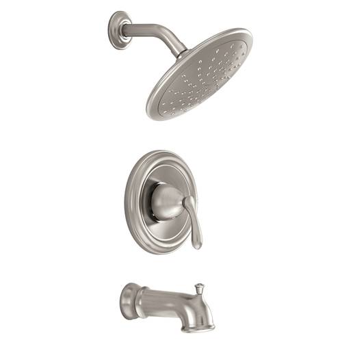 Varese Spot Resist Brushed Nickel 1 Handle Bathtub And Shower Faucet With Single Function Showerhead