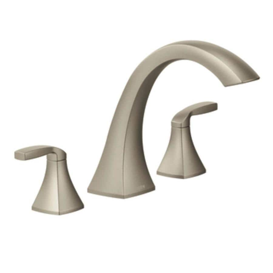 Moen Voss Brushed Nickel 2-Handle Deck Mount Roman Bathtub ...