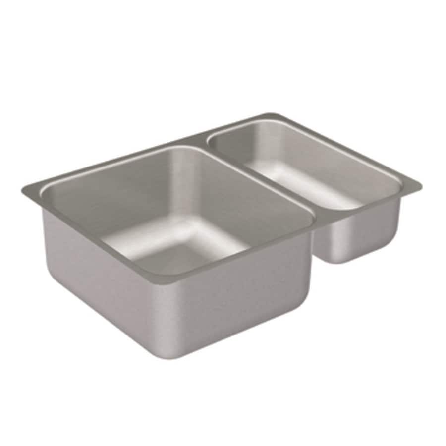 Moen 2000 Series 17-in x 24-in Stainless Steel Double-Basin Undermount ...