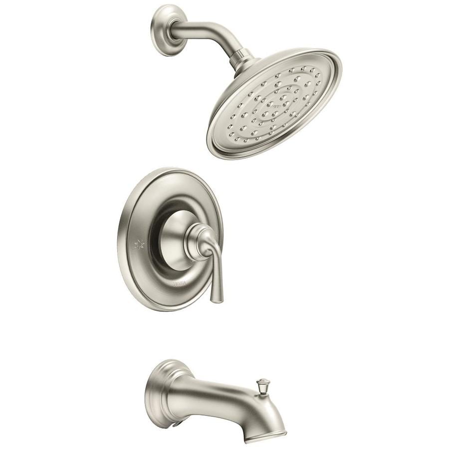 Shop Moen Wetherly Spot Resist Brushed Nickel 1 Handle Bathtub And