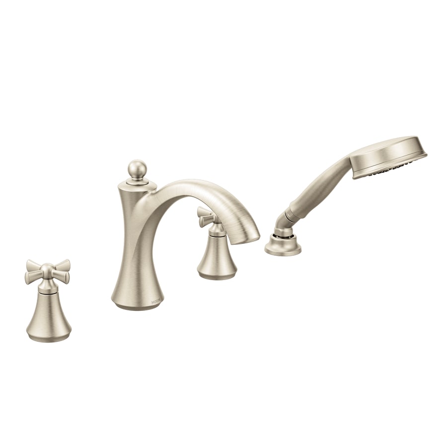 Moen Wynford Brushed Nickel 2-Handle Deck Mount Roman ...