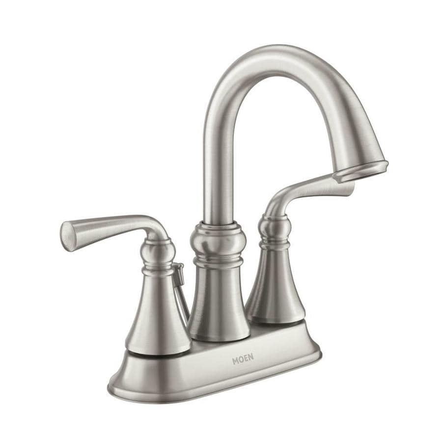 Moen Wetherly Spot Resist Brushed Nickel 2 Handle 4 In Centerset Watersense Bathroom Sink Faucet 