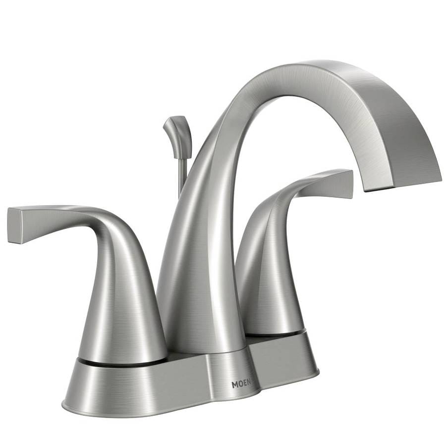 Moen Oxby Spot Resist Brushed Nickel 2 Handle 4 In Centerset Watersense Bathroom Sink Faucet 