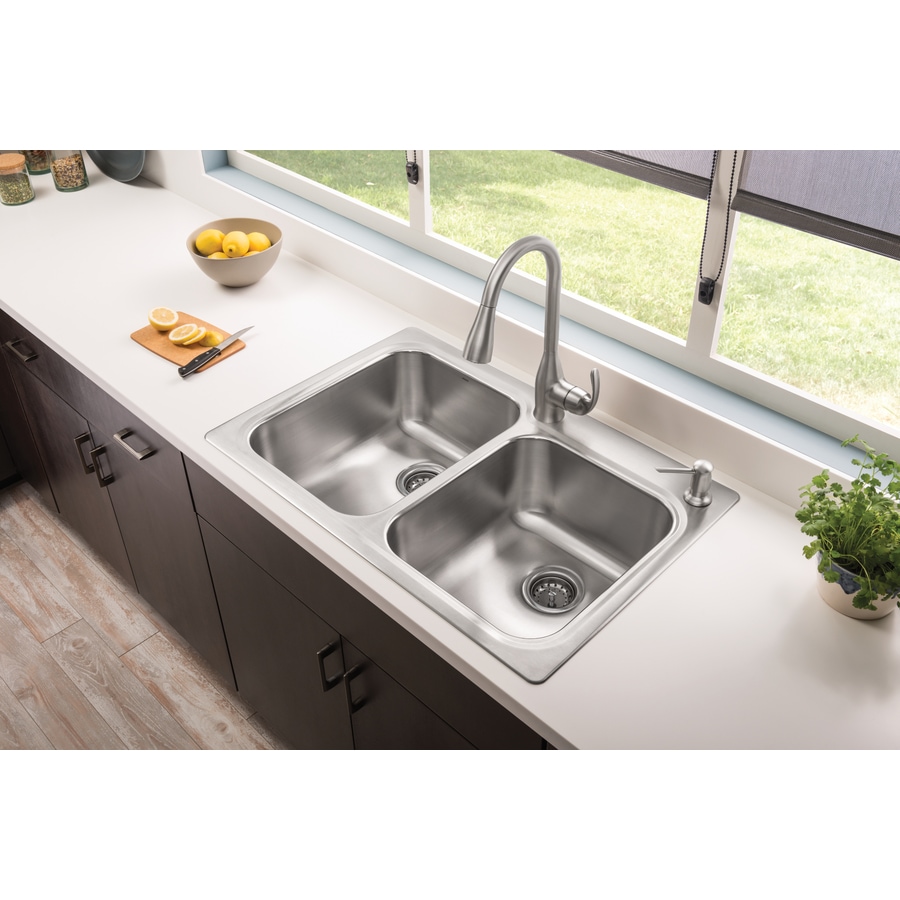 Moen Kelsa 22in x 33in Stainless Steel DoubleBasin Dropin or