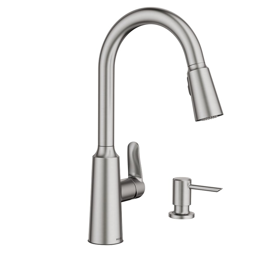 Moen Brushed Nickel Kitchen Faucet moen edwyn spot resist stainless 1 handle deck mount pull down kitchen faucet