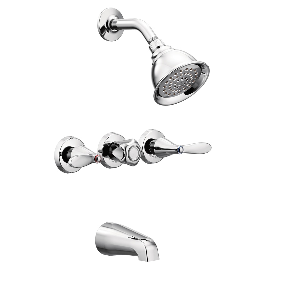 Shop Moen Adler Chrome 3 Handle Bathtub And Shower Faucet With