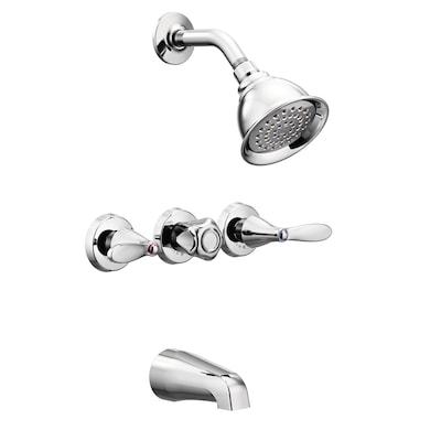Moen Adler Chrome 3 Handle Bathtub And Shower Faucet With Valve At