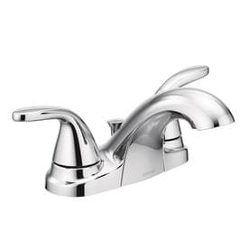Moen Adler Chrome 2-Handle 4-in Centerset WaterSense Bathroom Sink Faucet with Drain