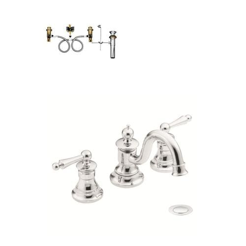 Moen Waterhill Polished Chrome 2Handle Widespread WaterSense Bathroom