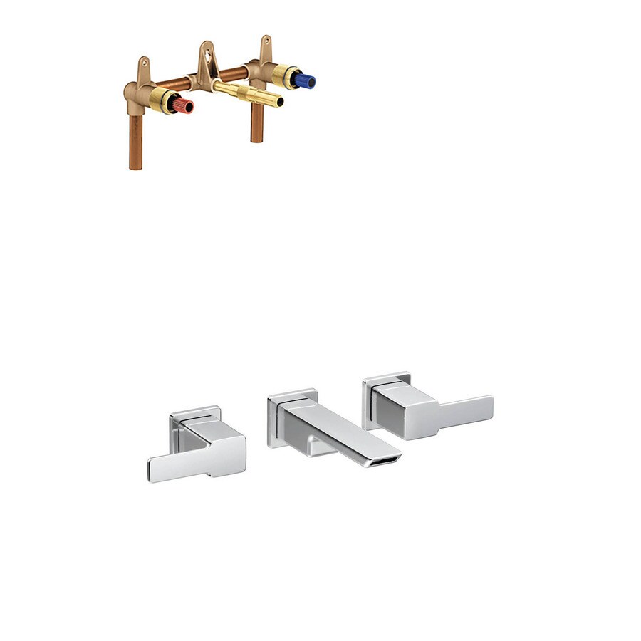 Moen 90 Degree Chrome 2Handle Widespread WaterSense Bathroom Sink