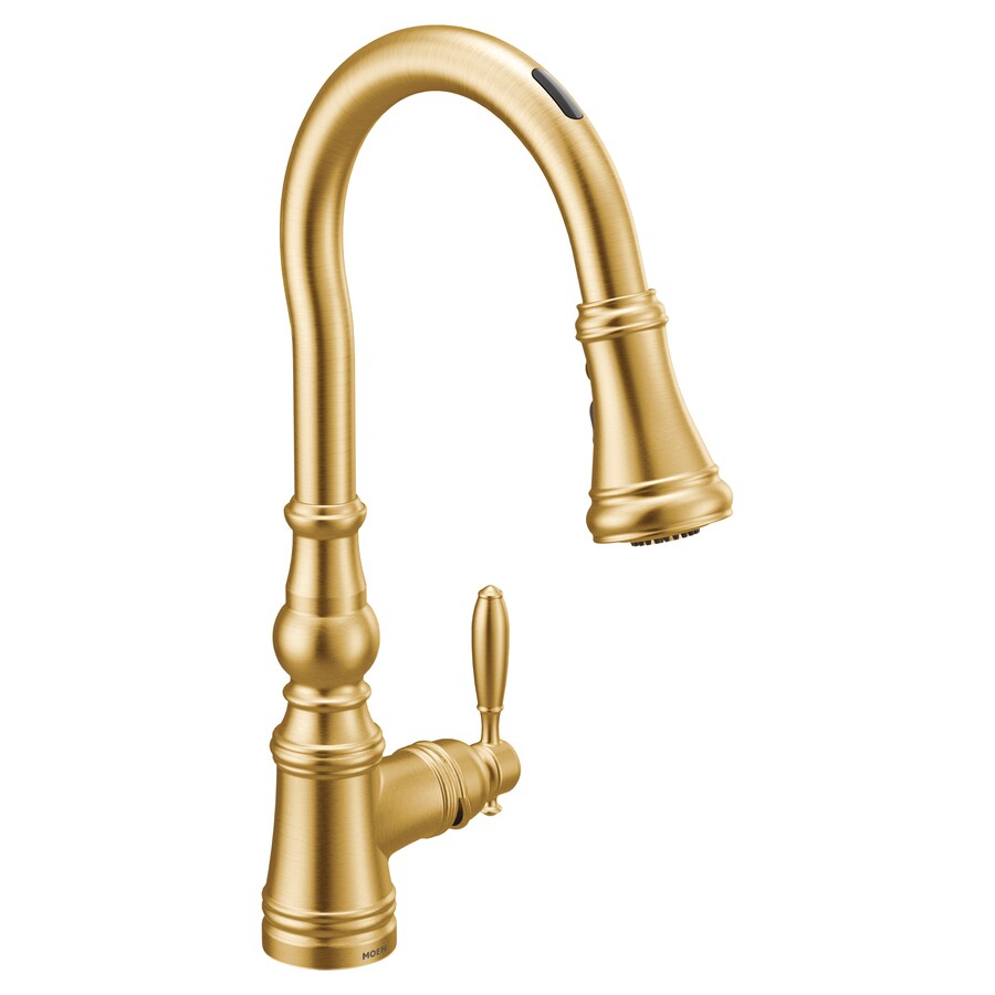 Moen Weymouth Brushed Gold 1Handle DeckMount PullDown Handle Kitchen