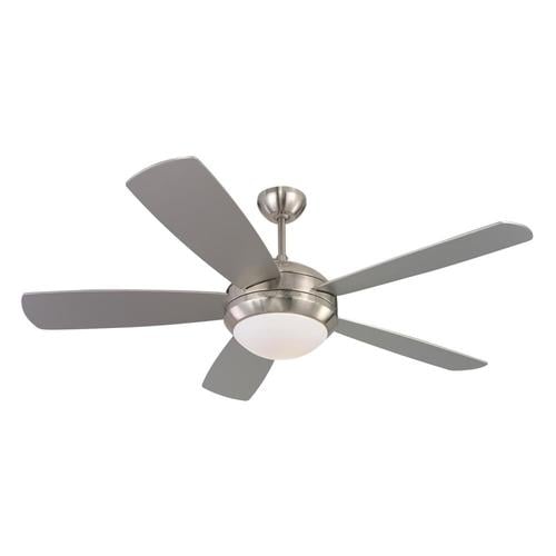 Discus 52 In Brushed Steel Indoor Ceiling Fan With Light Kit 5 Blade