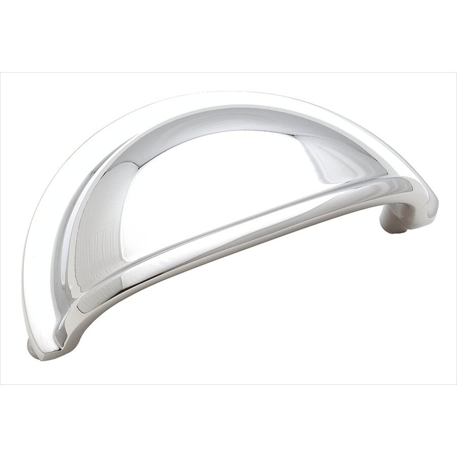 Shop Amerock Solid Brass 3in Center to Center Polished Chrome Oval Cup Cabinet Pull at Lowes.com