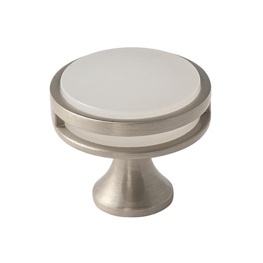 Amerock Oberon 1.1875-in Satin Nickel/Frosted Round Contemporary Cabinet Knob