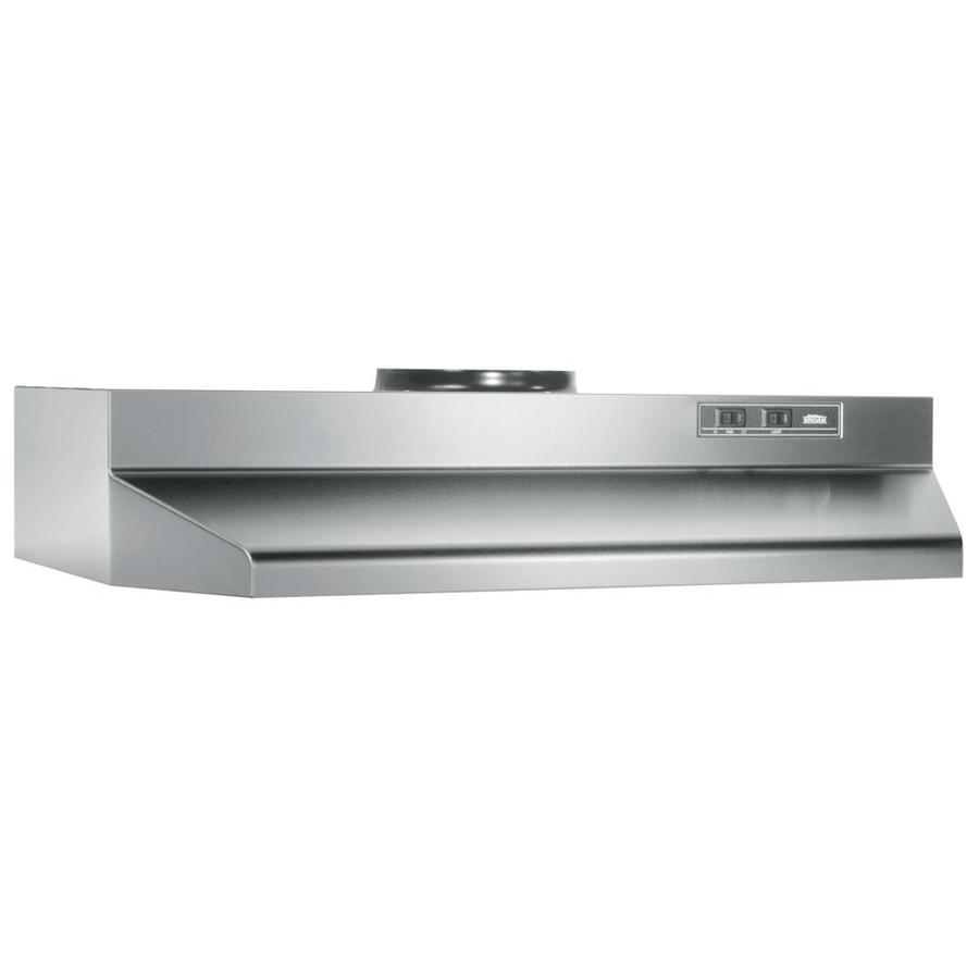 Broan 30-in Ducted Stainless Steel/Black Undercabinet Range Hood Stainless Steel Range Hood 30 Ducted