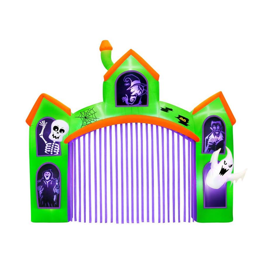 Airflowz 10.5-ft x 12-ft Lighted Haunted House Halloween Inflatable in ...