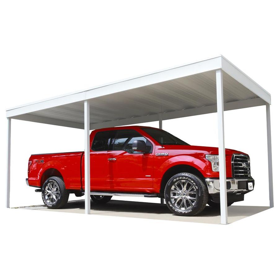 Arrow 10.07-ft x 20.02-ft Eggshell Metal Carport in the Carports ...