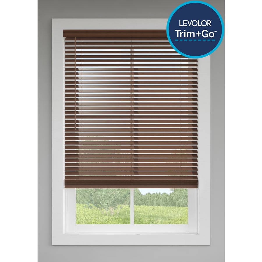 Trim Go 2 In Cordless Walnut Faux Wood Room Darkening Blinds Common 35 In Actual 34 5 In X 64 In