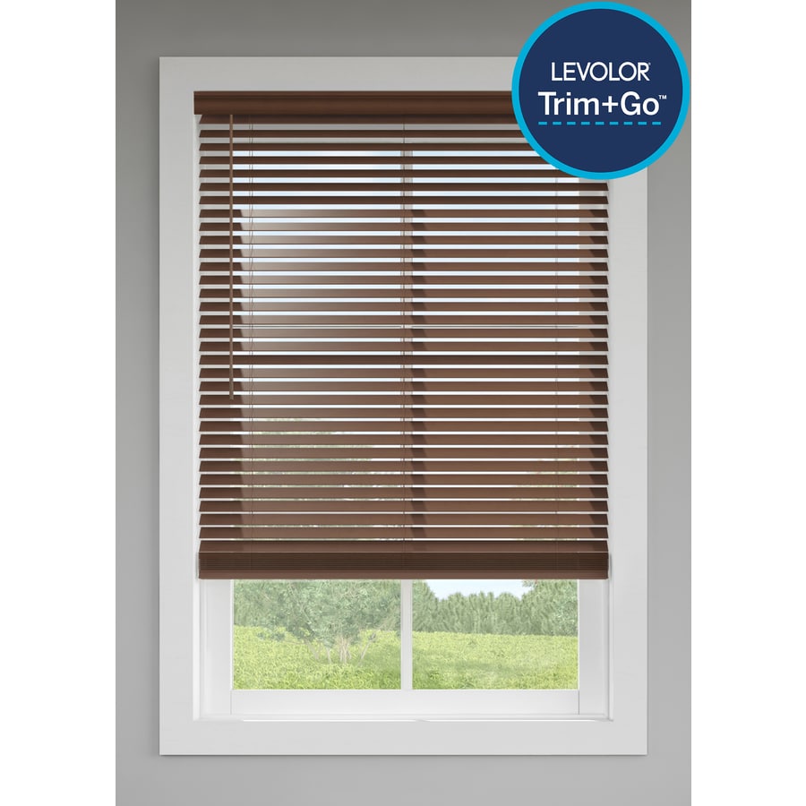 LEVOLOR Trim+Go 2-in Slat Width 62-in X 64-in Cordless Walnut Faux Wood ...