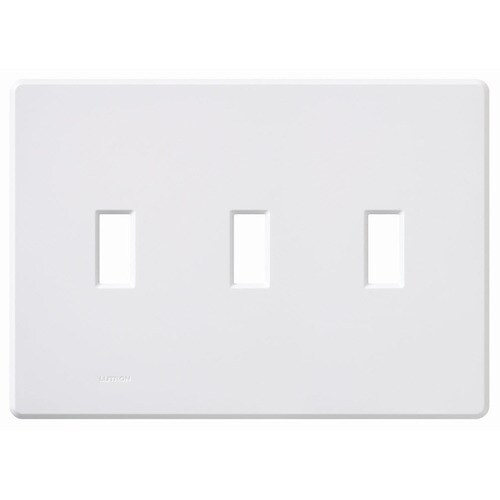 Lutron Fassada 3Gang White Triple Toggle Screwless Standard Wall Plate