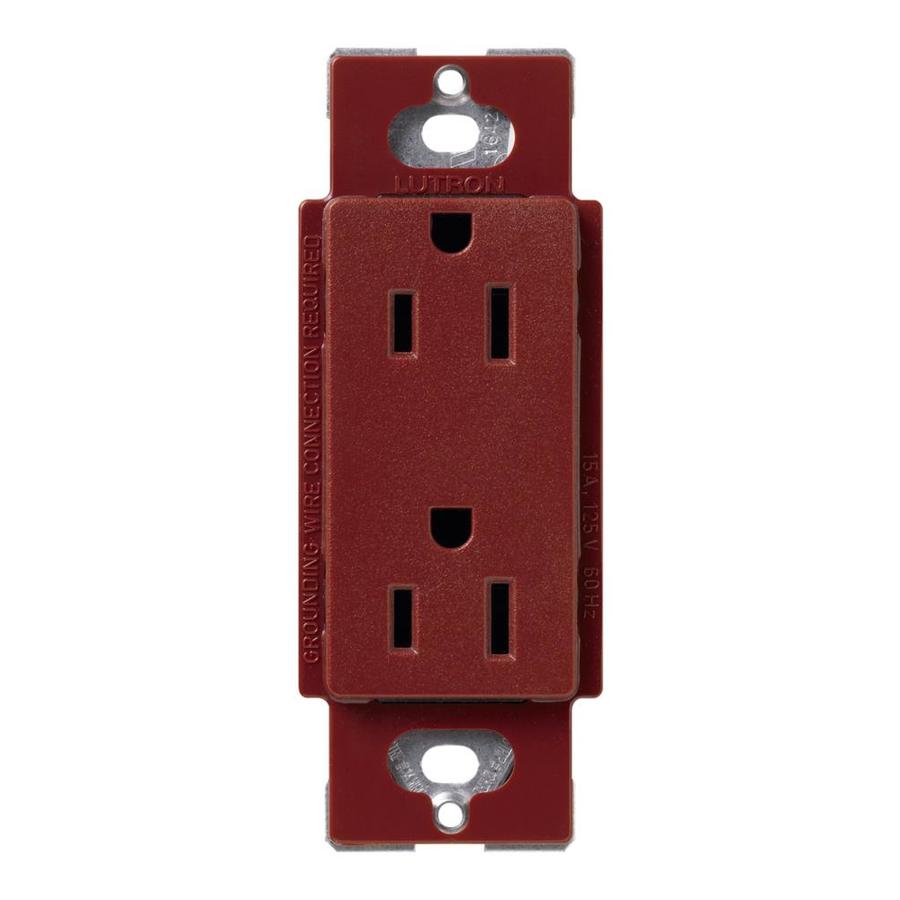 Lutron SCR-15-MR 15-Amp Claro Satin Color Merlot Decorator Single Electrical Outlet
