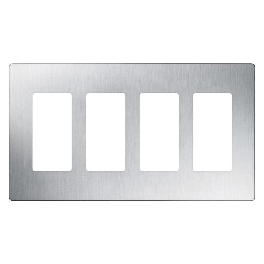 lutron-claro-4-gang-stainless-steel-quad-standard-wall-plate-at-lowes