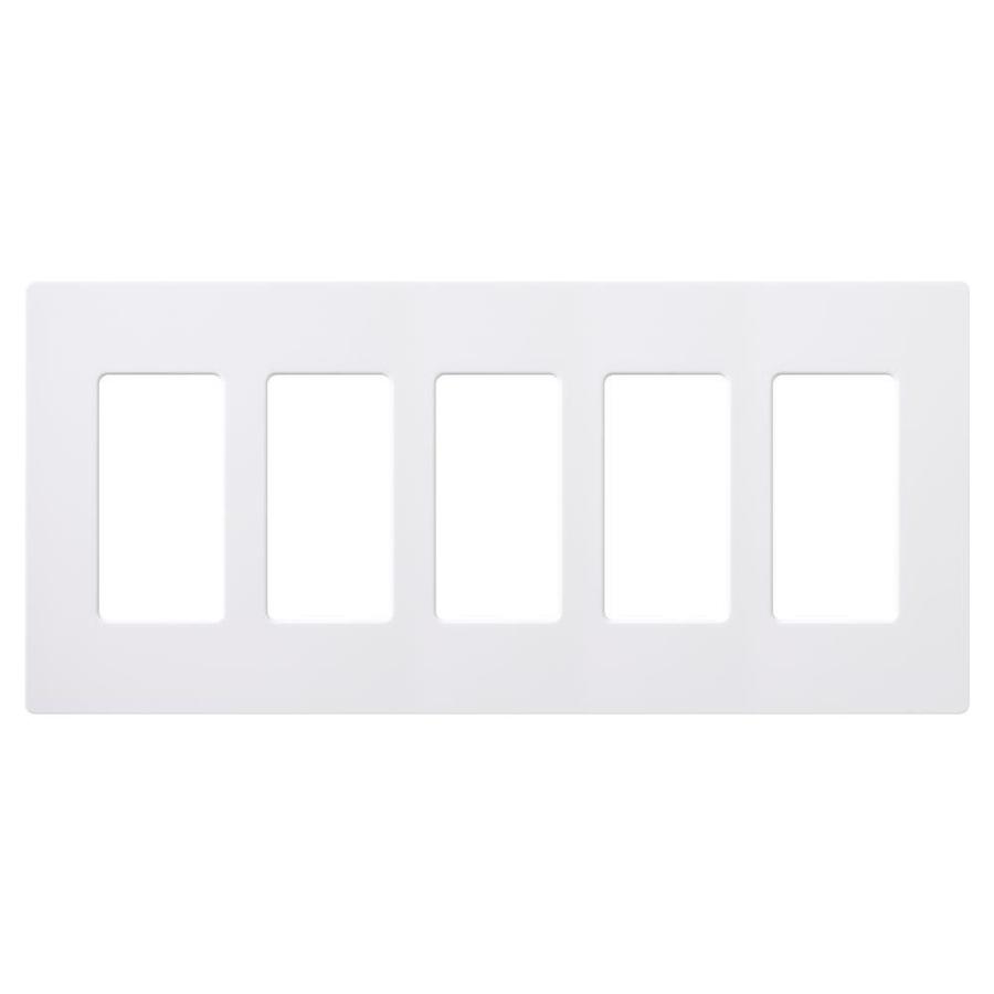 Lutron Claro 5-Gang White Five Decorator Screwless Standard Wall Plate ...