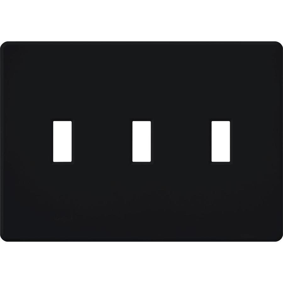 Lutron 3Gang Black Standard Toggle Plastic Wall Plate in the Wall