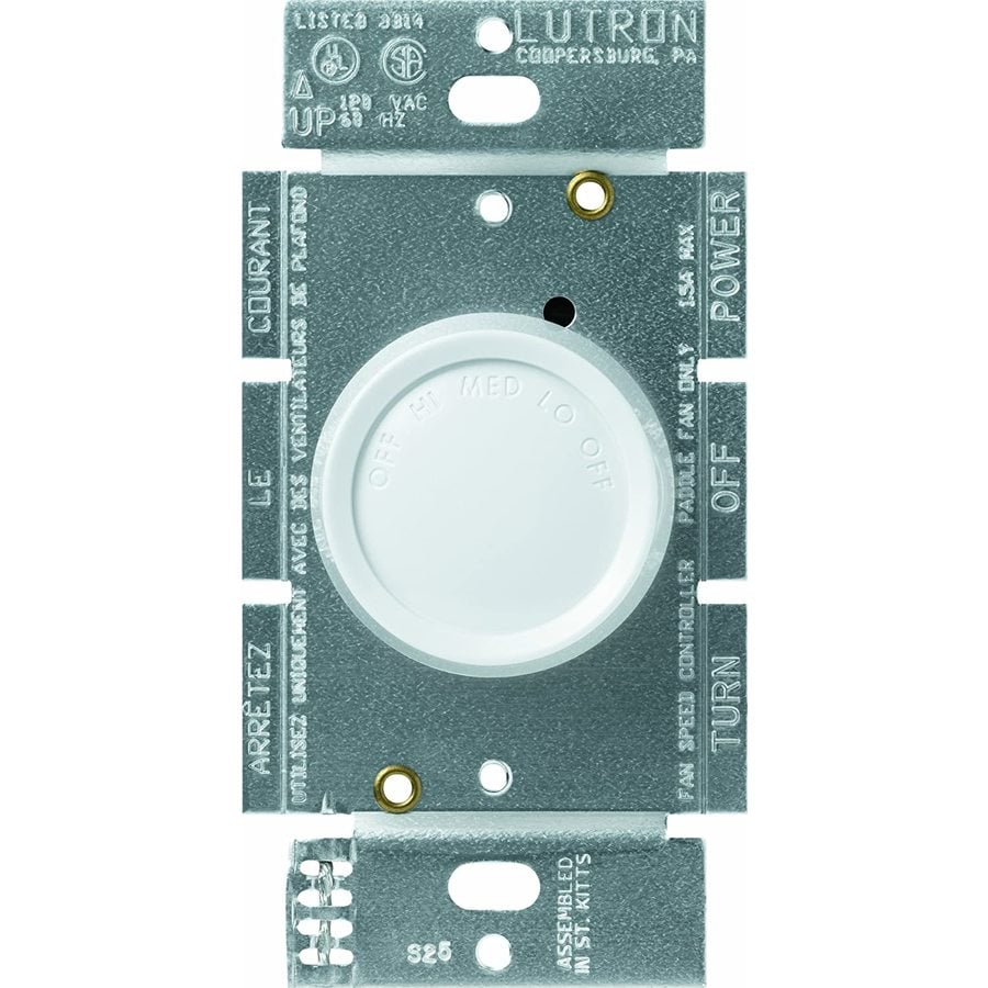 Lutron FSQ-2F-WH Rotary 1.5-Amp 180-Watt White Rotary Ceiling Fan Control