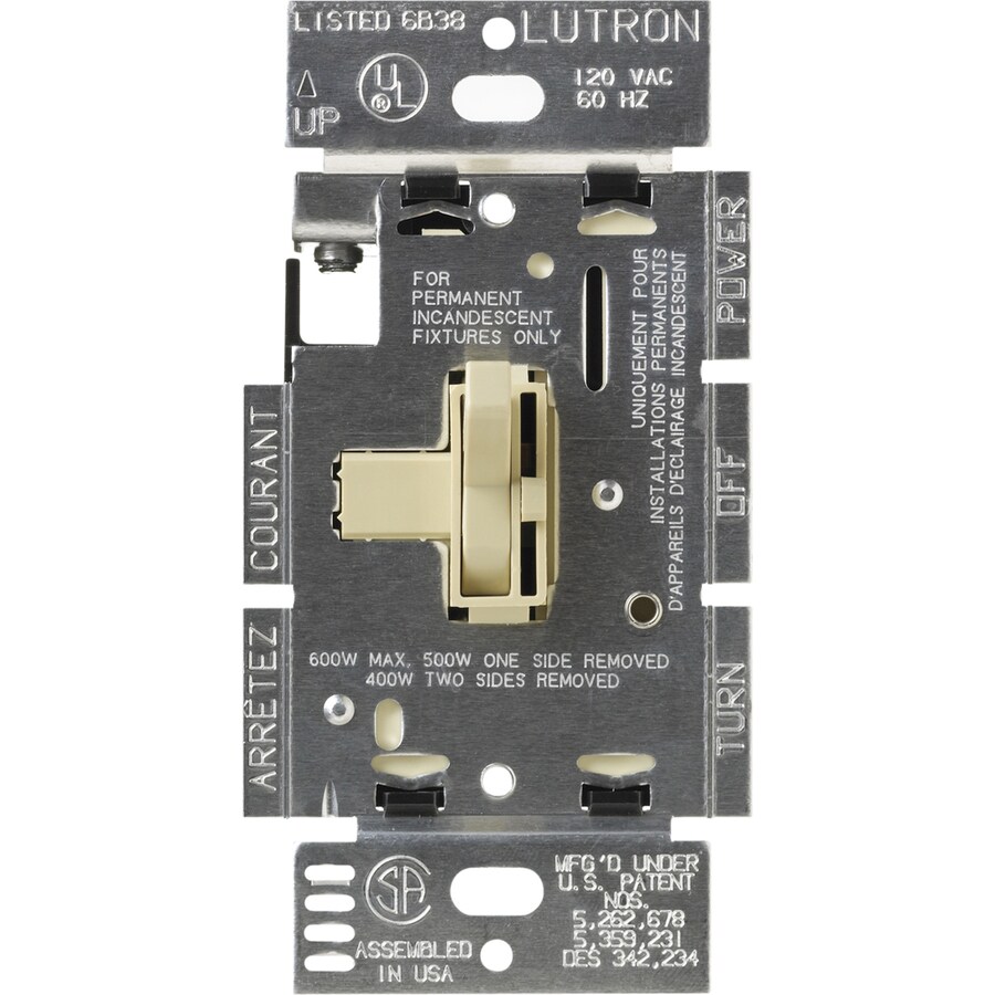 Lutron Toggler 600Watt Double Pole 3Way Ivory Toggle Dimmer in the Light Dimmers department at