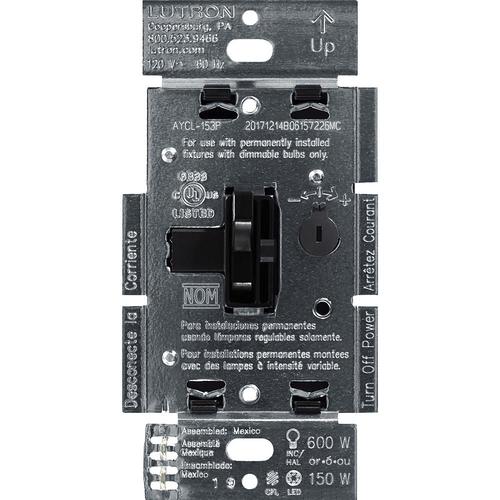 Lutron Toggler Single-Pole/3-Way Black LED Toggle Light Dimmer in the