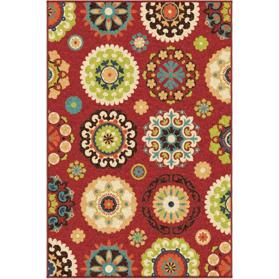 Orian Rugs Promise St. Thomas 4 x 6 Red Indoor/Outdoor Floral/Botanical French Country Area Rug