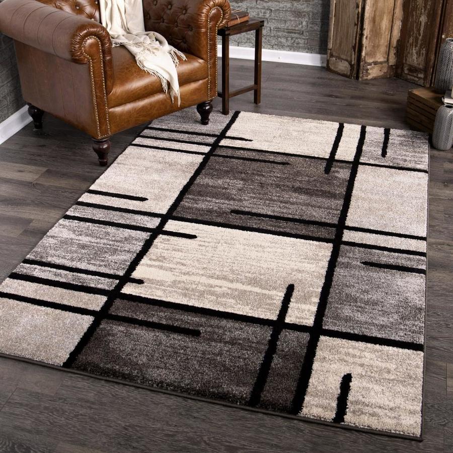 Orian Rugs American Heritage 8 x 10 Charcoal Indoor Geometric Farmhouse ...