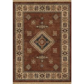 allen + roth Karatonn Dark Red Rectangular Indoor Machine-Made Southwestern Area Rug (Common: 5 x 8; Actual: 5.3-ft W x 7.6-ft L)
