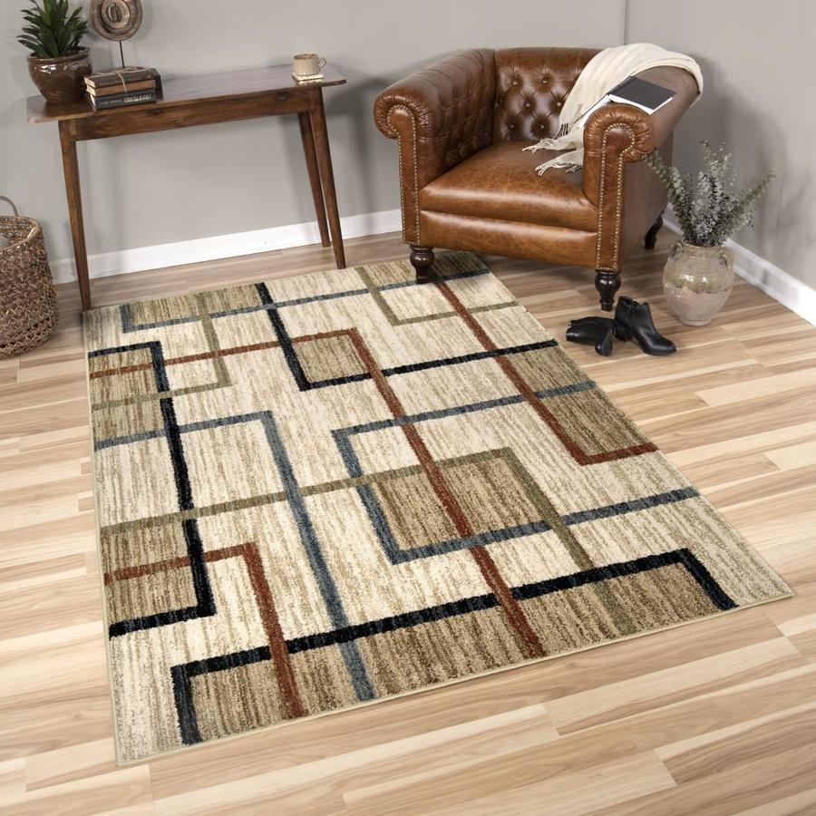 Orian Rugs Sedona Kaito 8 x 10 Beige Indoor Geometric Mid-Century ...