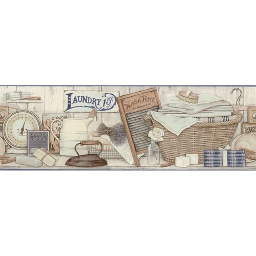 allen + roth 9" Neutral Laundry Prepasted Wallpaper Border in the