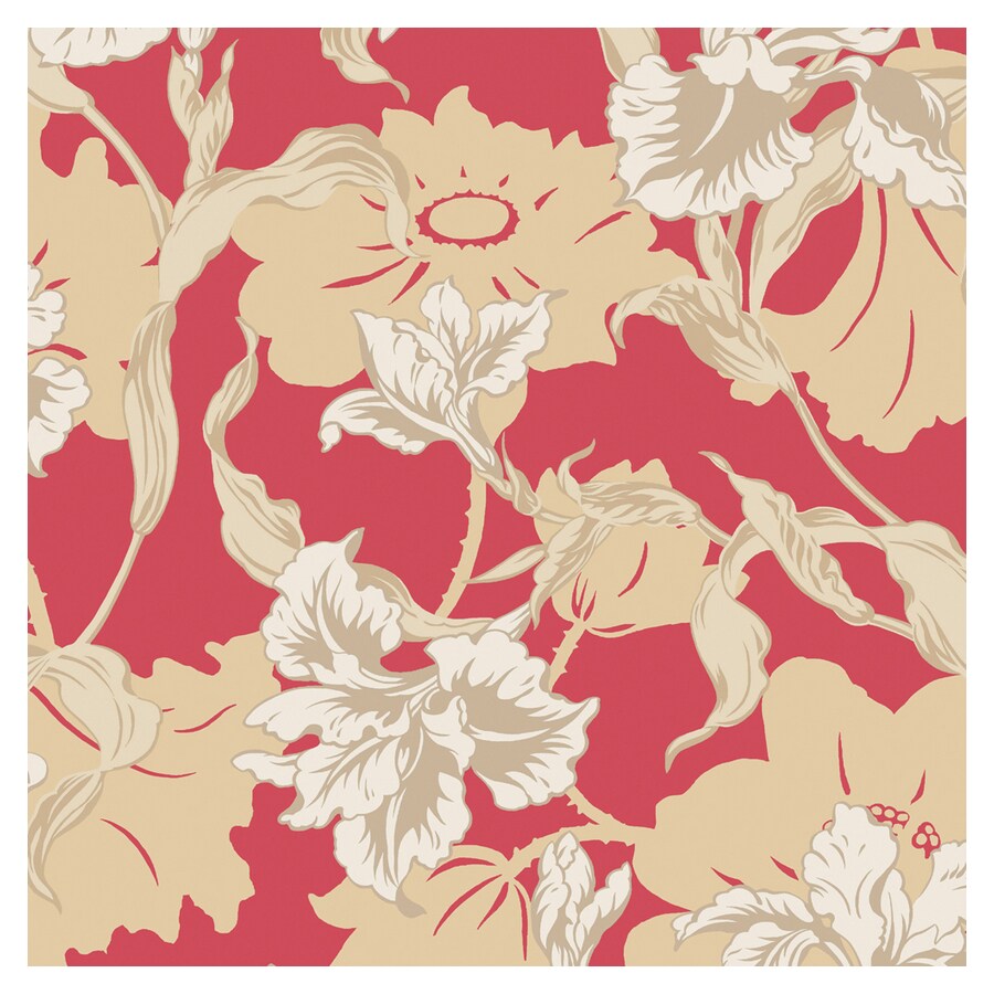 allen + roth LW1340431 Red And Ivory Floral Wallpaper