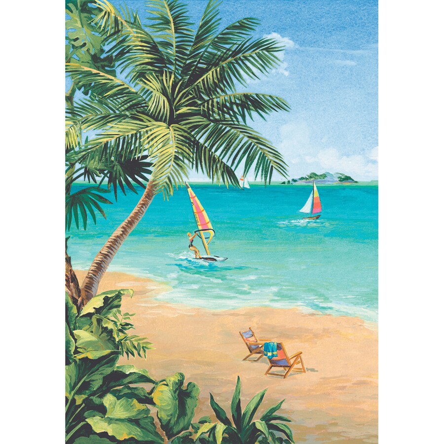 allen + roth LW1341994 Brightly Colored Beach Scene Mural