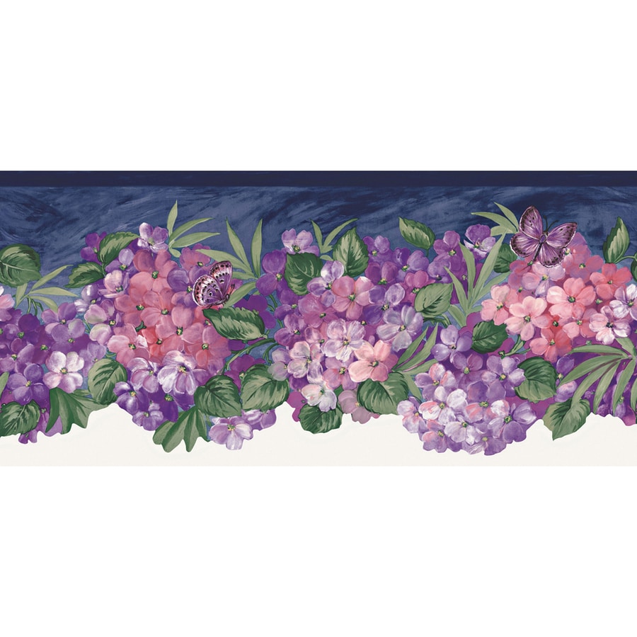 Allen + roth 9" Purple Jewel Tone Hydrangea Prepasted Wallpaper Border
