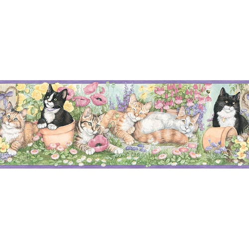 Allen + roth 6-3/4" Purple Gardening Kittens Prepasted ...