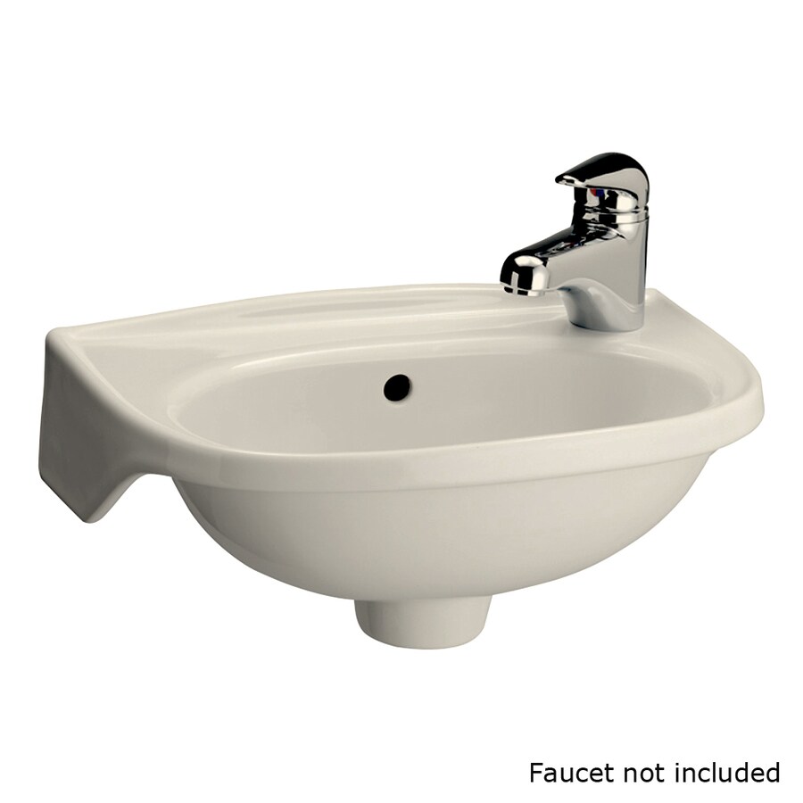 Barclay Bisque WallMount Oval Bathroom Sink with Overflow Drain at