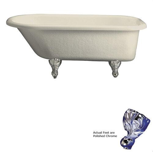 Barclay Bisque Acrylic Oval Clawfoot Bathtub with Back Center Drain