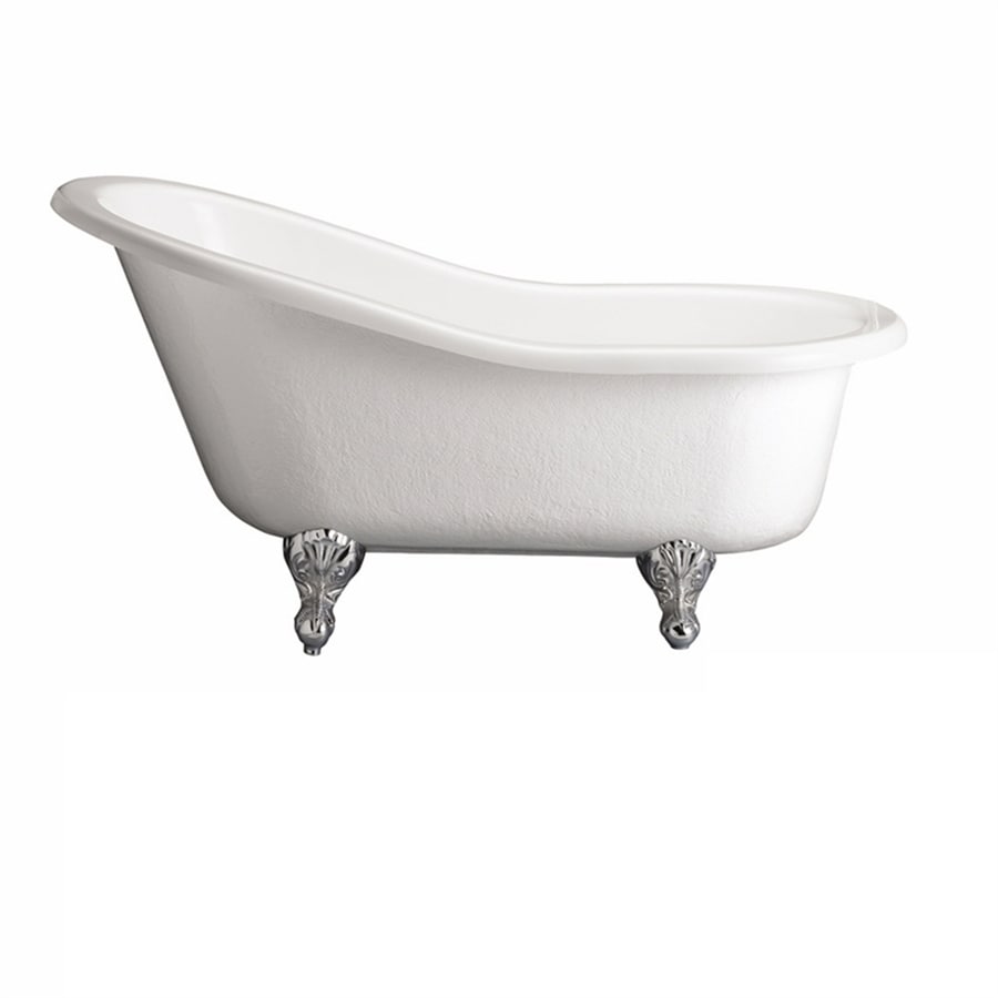 Barclay 60in White Acrylic Oval Back Center Drain Clawfoot Bathtub at